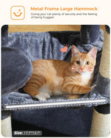 45.7" H Cat Tree Modern Wooden Cat Tower with Super LargeCat Condo and Hammock, 6 Tiers Cat Activity Center with Cat Scratching Post and Removable Soft Perches for Indoor Cats, Dark Grey BEROXII