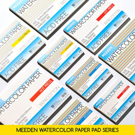 MEEDEN Watercolor Paper Block, 100% Cotton Watercolor Paper Pad of 20 Sheets, 140lb/300gsm, Acid-Free Art Paper for Watercolor, Gouache, Ink and More, 5" x 7" Cold Press MEEDEN