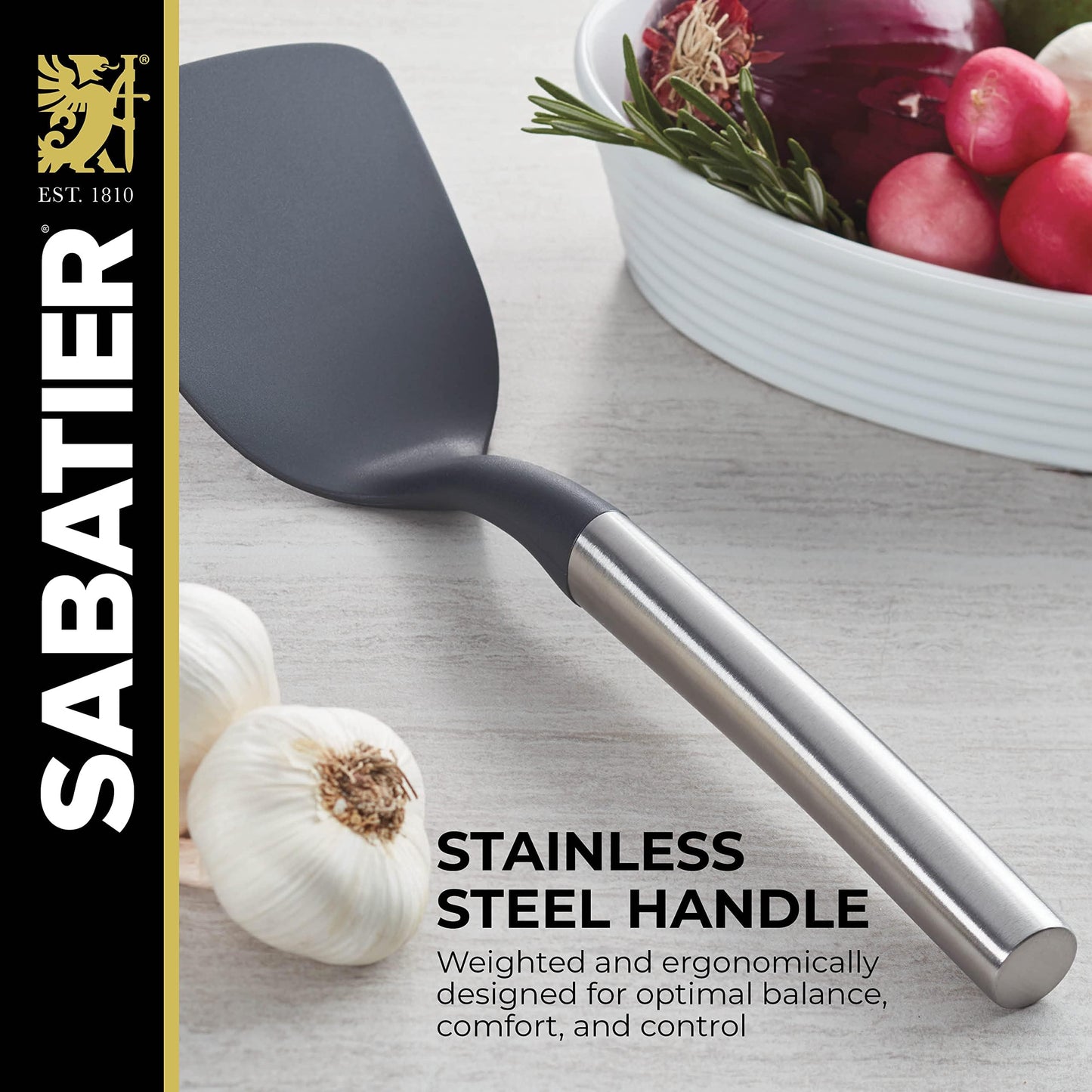 Sabatier Nylon Short Turner with Stainless Steel Handle, 13.25 inches