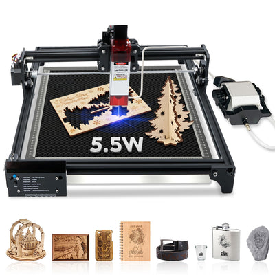 Laser Engraver, 5500 mW Output Power Laser Cutter,Laser Class 4+Honeycomb Laser Bed 350mm × 350mm+Air Assist for Laser Cutter and Engraver