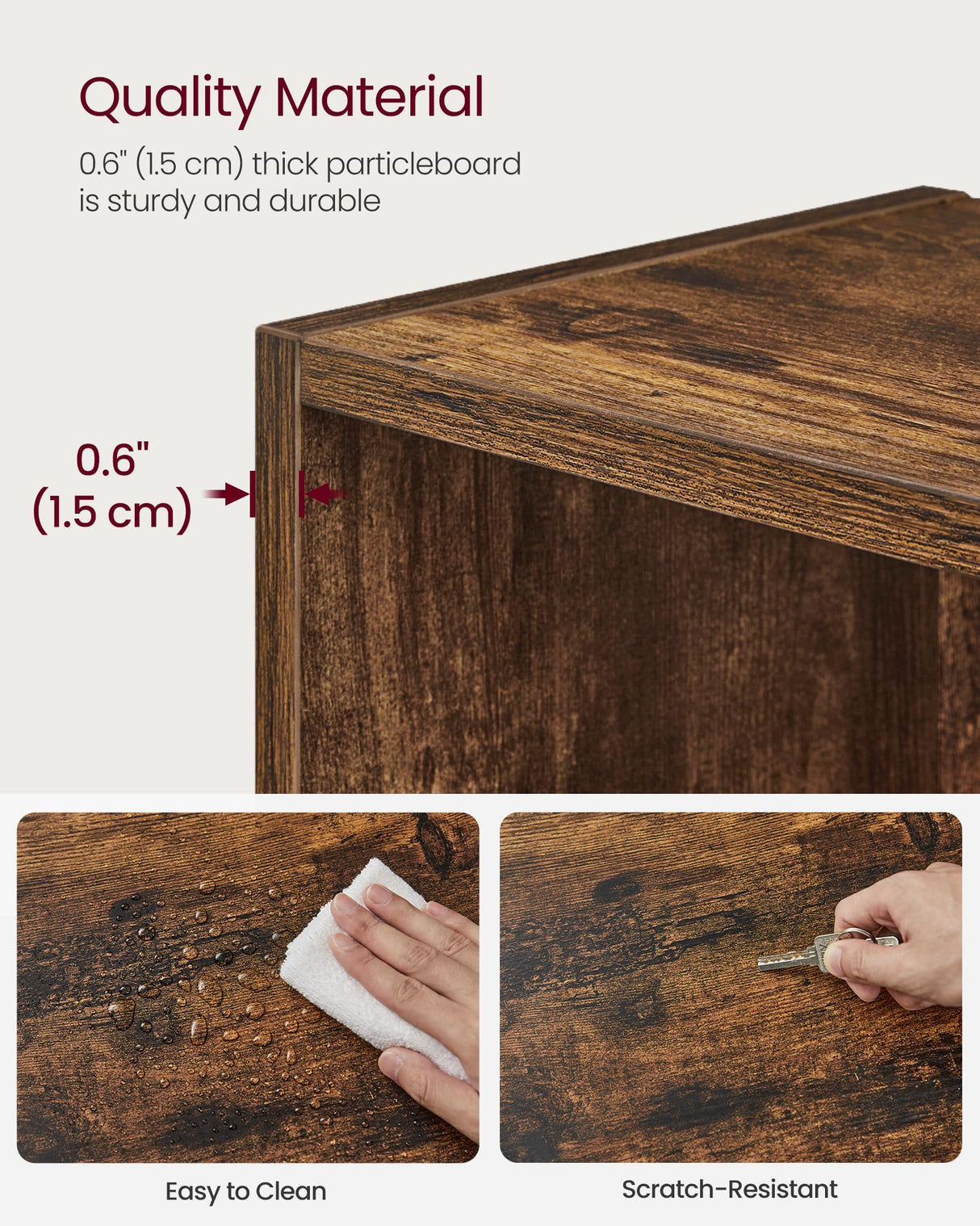 VASAGLE Custos Collection - Bookshelf, 3-Tier Bookcase, Book Shelf, Open Storage Shelf, 9.4 x 31.5 x 32 Inches, for Living Room, Home Office, Dinning Room, Rustic Brown ULBC173X01 VASAGLE