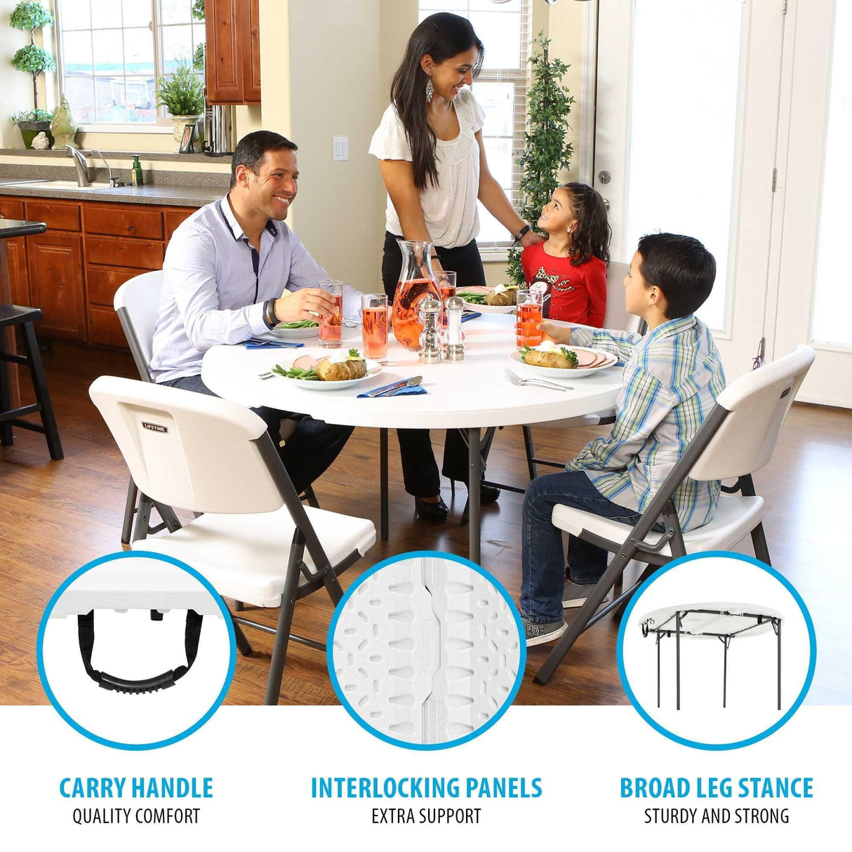 Lifetime Light Commercial Fold-in-Half Round Table, 4-Foot Lifetime