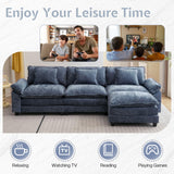 OQQOEE Sectional Sofa Modular Cloud Couch Upholstered Deep Seat Cloud Sofas with Ottoman Comfy Chenille Sofa Sleeper for Living Room,Apartment (Blue, L Shaped-3 Seat & Ottoman) OQQOEE