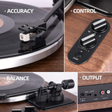 1 by ONE High Fidelity Belt Drive Turntable with Built-in Speakers, Vinyl Record Player with Magnetic Cartridge, Bluetooth Playback and Aux-in Functionality, Auto Off 1byone