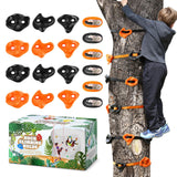 TOPNEW 12 Ninja Tree Climbing Holds for Kids Climber, Orange & Black Tree Climbing Kit with 6 Ratchet Straps for Outdoor Ninja Warrior Obstacle Course Training TOPNEW