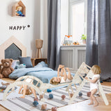 FOOWIN Pikler Triangle Set Climber 8 in 1，Toddler Climbing Toys with Ramp & Arch & Mat Montessori Climbing Set，Wooden Climbing Toys with Ramp for Kids FOOWIN