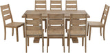 Crosley Furniture Joanna 9-Piece Modern Farmhouse Dining Table Set for 8 with Ladderback Chairs, Rustic Brown Crosley Furniture