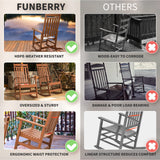 FUNBERRY Patio Rocking Chairs Set of 2,Poly Lumber Rocker,All Weather Rocking Chair Outdoor,High Back Porch Rocker,Cracker Barrel Rocking Chairs for Porch,360lbs FUNBERRY
