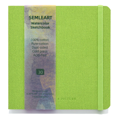 SEMLEART Watercolor Journal 6.49x6.49inches, Cold Press, 30 Sheets, 140lb/300gsm, Acid-Free,Water-Resistant Cover,Ideal for Painting, and Creative Journaling