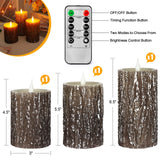 Enpornk Flameless Candles Battery Operated Pillar Pine Effect Real Wax Flickering 3D Wick Electric LED Decorative Candle Sets with Remote Control Cycling 24 Hours Timer, 4" 5" 6" Pack of 3 Enpornk