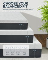 King Size Mattress, 10 Inch Cooling-Gel Memory Foam King Bed Mattress Made in USA, Pressure Relief, Motion Isolation, Breathable Fabric, Mattresses in a Box for Optimal Sleep Quality, CY-10-K Life Balance