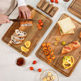 YSTKC Acacia Wood Cutting Board Set of 3 for Kitchen, Thick Chopping Board, Large Wooden Cutting Board Set with Deep Juice Groove Butcher Block, Wooden Trays for Meat, Fruit and Cheese YSTKC
