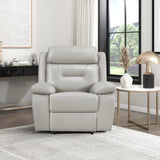 Lexicon Power Recliner Chair for Living Room, Top Grain Leather Match Recliner with Pillow Top Armrests, Home Theater Seating, Wall Hugger Recliners with USB Port, 40" W, Silver Lexicon