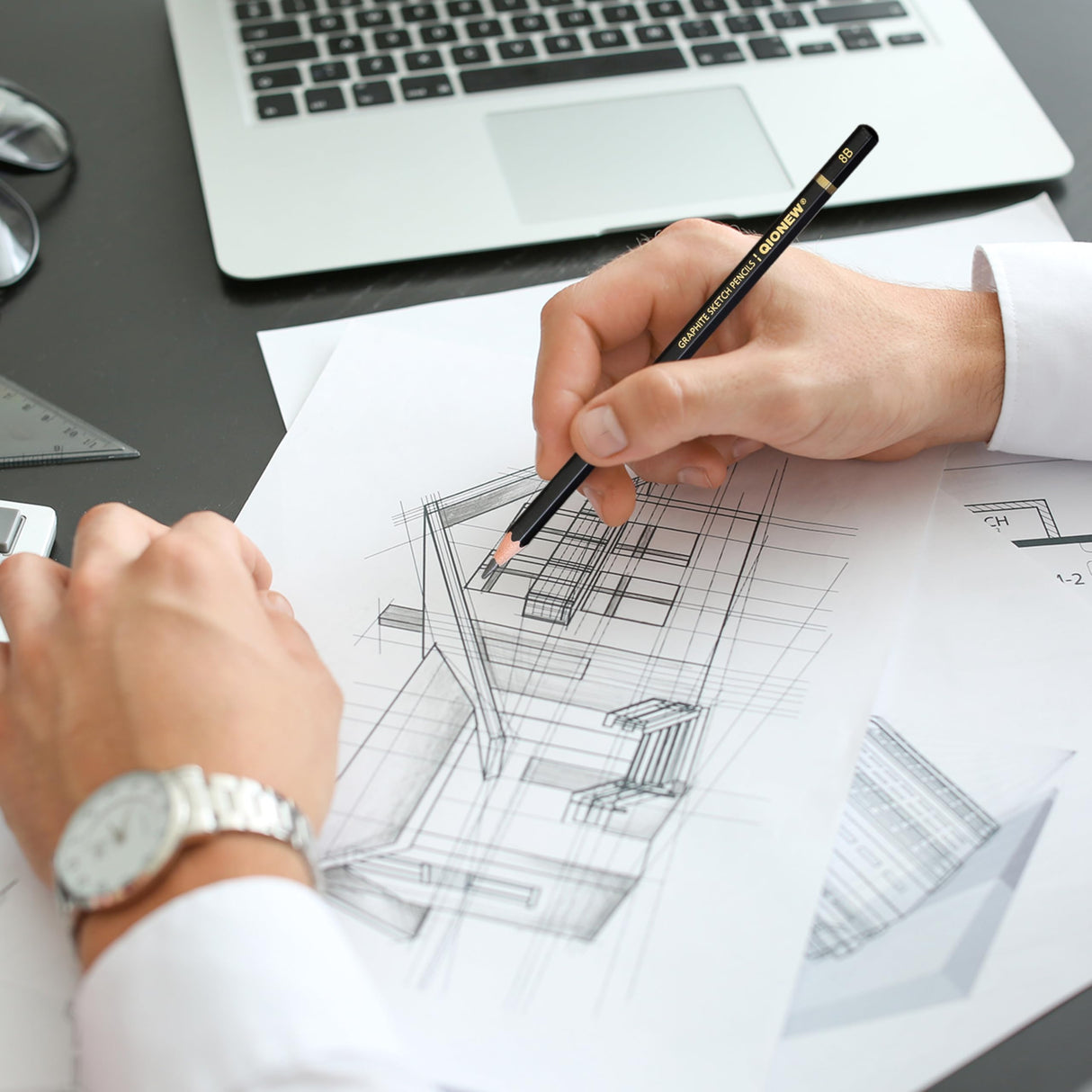 Qionew Professional Sketching Pencil for Drawing,14 Pack, Graphite Pencils, (12B-5H), Art Pencils for Drawing and Shading, Sketching, Ideal for Beginners & Pro Artists Qionew