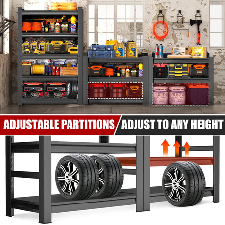 Garage Shelving Unit and Storage-Easy Assembly Metal Shelves 5-Tier Rack|Heavy-Duty Adjustable Shelf|Steel Rust-Resistant Shelves for Industrial,Warehouse,Basement,Workshop|72" Hx48 Wx24 D Metallitrend