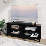 Gyger TV Stand for 65 inch TV with Storage,Modern TV Entertainment Center for Bedroom,TV Media Console Table with 4 Open Storage Shelve,55 inch Wood TV Cabinet Black Gyger