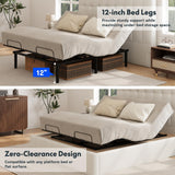 FLEXISPOT S3K-Lite King Size Adjustable Bed Frame Base, Zero Clearance, Independent Head & Foot Incline, Zero Gravity, Wireless Remote, 12’’ Legs, Easy Assemble, 5-Year Warranty, 750 lbs. FLEXISPOT