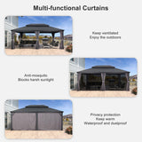 PURPLE LEAF 14' X 20' Outdoor Gazebo with Galvanized Steel Metal Roof Permanent Hardtop Gazebo for Patio Lawn and Garden Large Pavilion Grey PURPLE LEAF