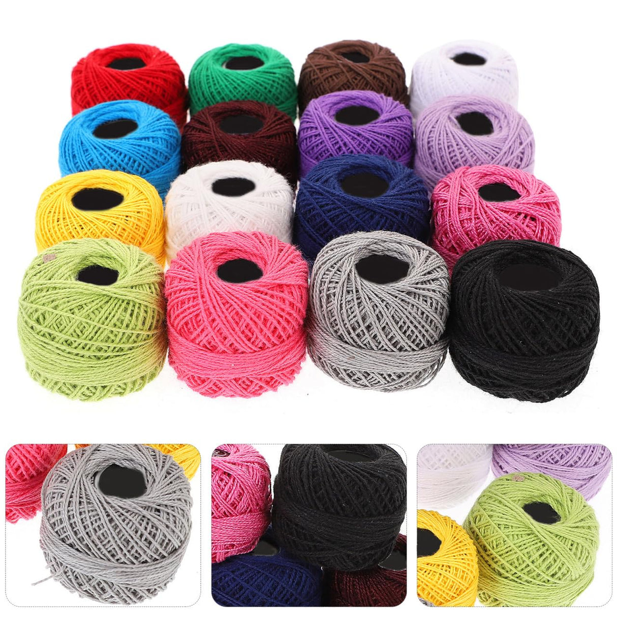 Wakauto 16 Roll Embroidery Thread Floss Set Wool Cotton Cross Stitch Threads Polyester Embroidery Machine Thread Kit Sewing Thread Craft Making for Bracelet String Wakauto