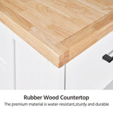 Yaheetech Rolling Kitchen Island Cart with 3 Drawers, Kitchen Storage Cabinet on Wheels with Open Shelves and Inner Adjustable Shelves for Dining Room/Living Room, Thicker Rubberwood Top, White Yaheetech