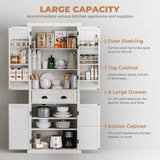 VVFLU Kitchen Pantry Storage Cabinet with Doors and Shelves, 72" Tall Cupboard Freestanding, Linen Utility Cabinet, 4 Doors, 1 Deep Drawer, Modern, for Dinning Room, Living Room, Laundry VVFLU