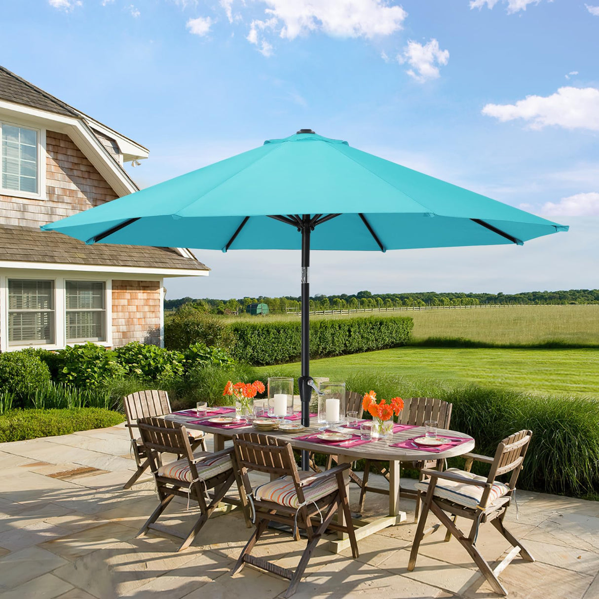 MASTERCANOPY Patio Umbrella for Outdoor Market Table -8 Ribs (10ft,Turquoise) MASTERCANOPY