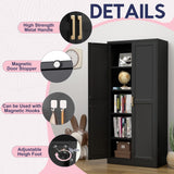 UNICOLY 71" Storage Cabinet, Metal Pantry Cabinet, Kitchen Pantry Storage Cabinets with Doors and 4 Shelves for Laundry Room, Living Room, Dinning Room, Assembly Required, Black UNICOLY