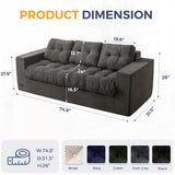 MAXYOYO 3 Seater Couch for Living Room, Boneless Couch with Tufted Cushion & Backrest, Upholstered Floor Sofa, Sofa in A Box, Dark Grey MAXYOYO