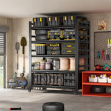 SFTORMAS 72" H Garage Shelving with Wheels Heavy Duty Storage Shelves Adjustable 5 Tier Metal Shelves for Garage Warehouse Basement Industrial Utility Racks,Black,72" HX35 WX15.75 D SFTORMAS