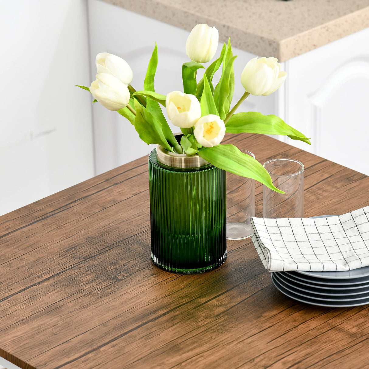 HOMCOM 3-Piece Industrial Counter Height Bar Table Set with Stools in Walnut and White HOMCOM