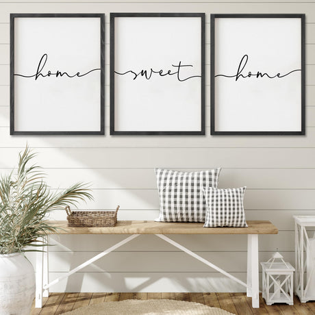 Heiple Set of 3 Framed Farmhouse Home Sweet Home Sign 11’’x14’’ Above Bed Wall Decor for Bedroom Decor and Living Room Wall Art Wood Signs (Black, 11''x14) Heiple