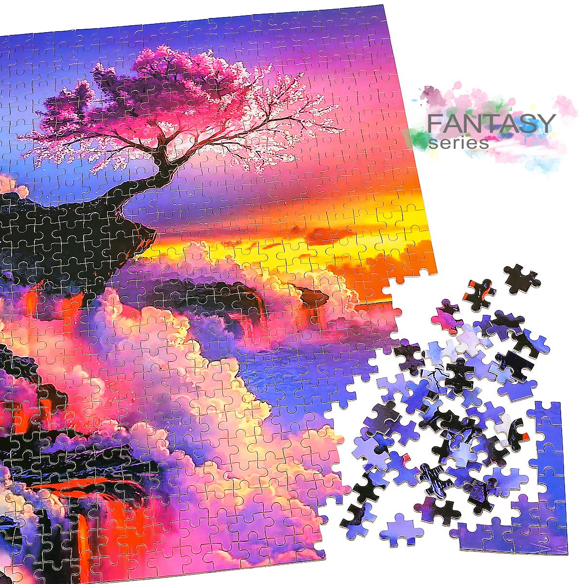 Ingooood- Jigsaw Puzzle 1000 Pieces for Adult- Fantasy Series- Cherry Blossom on Lava_IG-1266 Entertainment Wooden Puzzles Toys Ingooood
