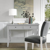 Lewahom Computer Desk with 2 Drawers, Elegant Home Office Writing Study Desk with Storage, Modern Simple Vanity Desk Console Table for Living Room, Grey Lewahom