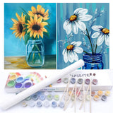 BAISITE Paint by Numbers Kit for Adults Beginners,12" Wx16 L 2 Pack Canvas for Painting Kits for Adults in Colorful Box-Daisy and Sunflowers 0304 BAISITE