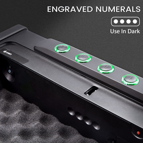 SOULYI Digital Gun Safe for 3 Pistols - DOJ Certified with 3 Quick Access Handgun Safe, Keypad Frosted Black Hardened Steel Lock Box SOULYI