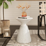 COSIEST Outdoor Side Table, Mushroom Shaped MgO Accent Table, Lightweight Patio End Table w Round Base, Top Plant Stand for Garden and Deck, Spotted White COSIEST