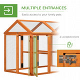 PawHut Chicken Run, Wooden Large Chicken Coop, Combinable Design with Perches & Doors for Outdoor, Backyard, Farm, 4.6' x 2.8', Orange PawHut