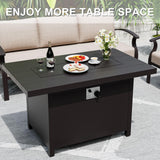 Gotland Outdoor Aluminum Patio Furniture Set with Fire Pit Table, 5 Pieces Metal Patio Furniture with 2 Swivel Rocking Chairs Waterproof 5.1'' Seat Cushions, for Garden Balcony Porch Gotland