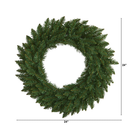 Nearly Natural 24in. Green Pine Artificial Christmas Wreath with 35 Clear LED Lights