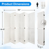 Grungis 6 Panel Room Divider with Pegboard Display 5.6FT Wood PegBoard Room Dividers, Folding Privacy Screens Portable Freestanding Partition Wall Divider for Art Shows & Room Separation, White Grungis