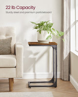 VASAGLE C-Shaped End Table Set of 2, Small Side Table for Couch, Sofa Table with Metal Frame for Living Room, Bedroom, Bedside, Rustic Brown and Black VASAGLE