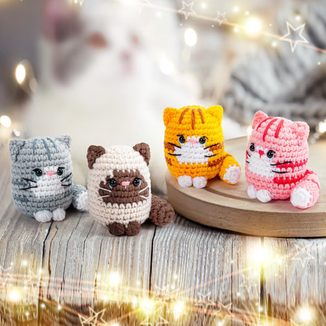 Crochet Kit for Beginners -4 PCS Cat Crochet Kit with Step-by-Step Video Tutorials, Learn to Crochet Kits for Adults and Kids, Beginner Crochet Kit for Adults, Crochet Cat Friends Set Fortuning's JDS