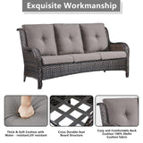 Rilyson Wicker Patio Furniture Set - 8 Piece Rattan Outdoor Sectional Conversation Sets with 4 Swivel Rocking Chairs,2 Ottomans,1 Sofa and 1 Coffee Table for Porch Deck Garden(Brown/Grey) Rilyson