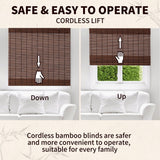 Alimoo Cordless Natural Bamboo Roman Shades - Stylish Window Blinds 42W x 72L Alimoo