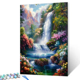 Aihonmin Autumn Forest Paint by Numbers Waterfallat Sunlight Paint by Numbers Kits for Adult Beginners,Tranquility Fall Scenery Painting Kits Home Wall Decor Art Crafts Without Framed 16''W x 20''H Aihonmin