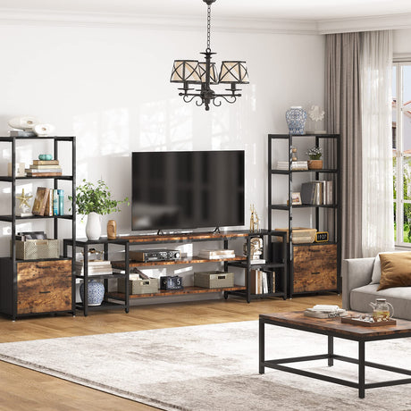 Tribesigns 78 Inch TV Stand for TVs up to 85 Inch, Media Entertainment Center Console Table, Industrial 3-Tier TV Console Table with Storage Shelves for Living Room, Entertainment Room Tribesigns