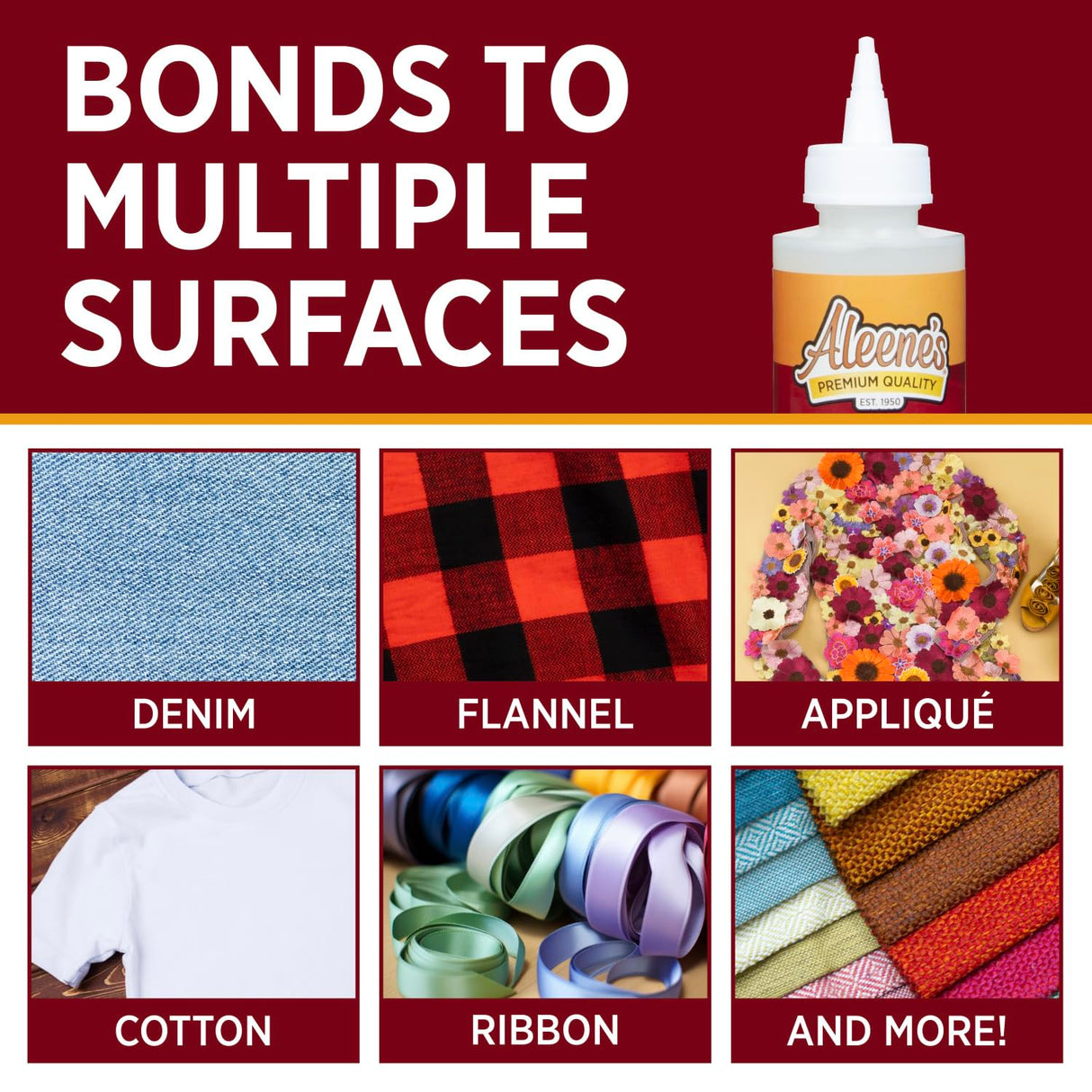 Aleene's Fabric Fusion Permanent Fabric Adhesive 4 fl. oz. Washable Fabric Glue for Clothes, Denim, Leather, Patches, Polyester, Cotton, Fabrics, Dries Flexible Aleene's