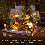 DIY Miniature House Kit, Tiny for Adults to Build, 3D Wooden Puzzles Dollhouse Bookshelf Insert Decor Alley-Creativity Kit with LED Light for Family and Friends (Luna's Magic House) FLYINTOYS