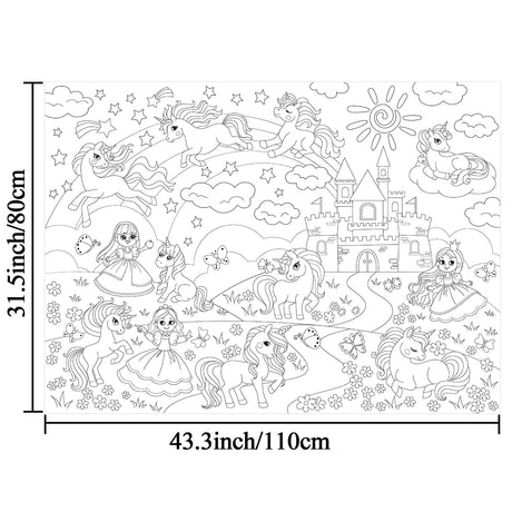 Unicorn Giant Coloring Poster for Kids Large Coloring Tablecloth Activity Drawing Roll Paper Books Sheets Page Huge Table Cover Art Crafts for Classroom Home Gift Birthday Party Supplies Decoration Tevxj