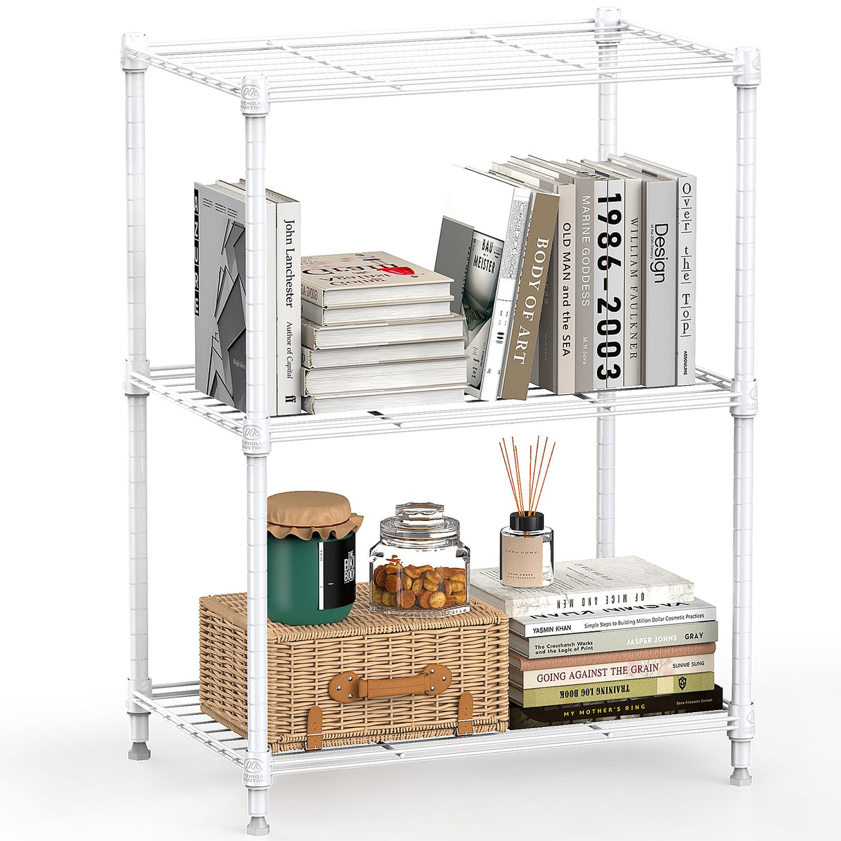 M MZG 450 lbs Wire Storage Shelving 3-Tier Utility Shelving Unit Steel Organizer Wire Rack for Home,Kitchen,Office,White (11.8" D x 17.7" W x 26.3" H) M MZG